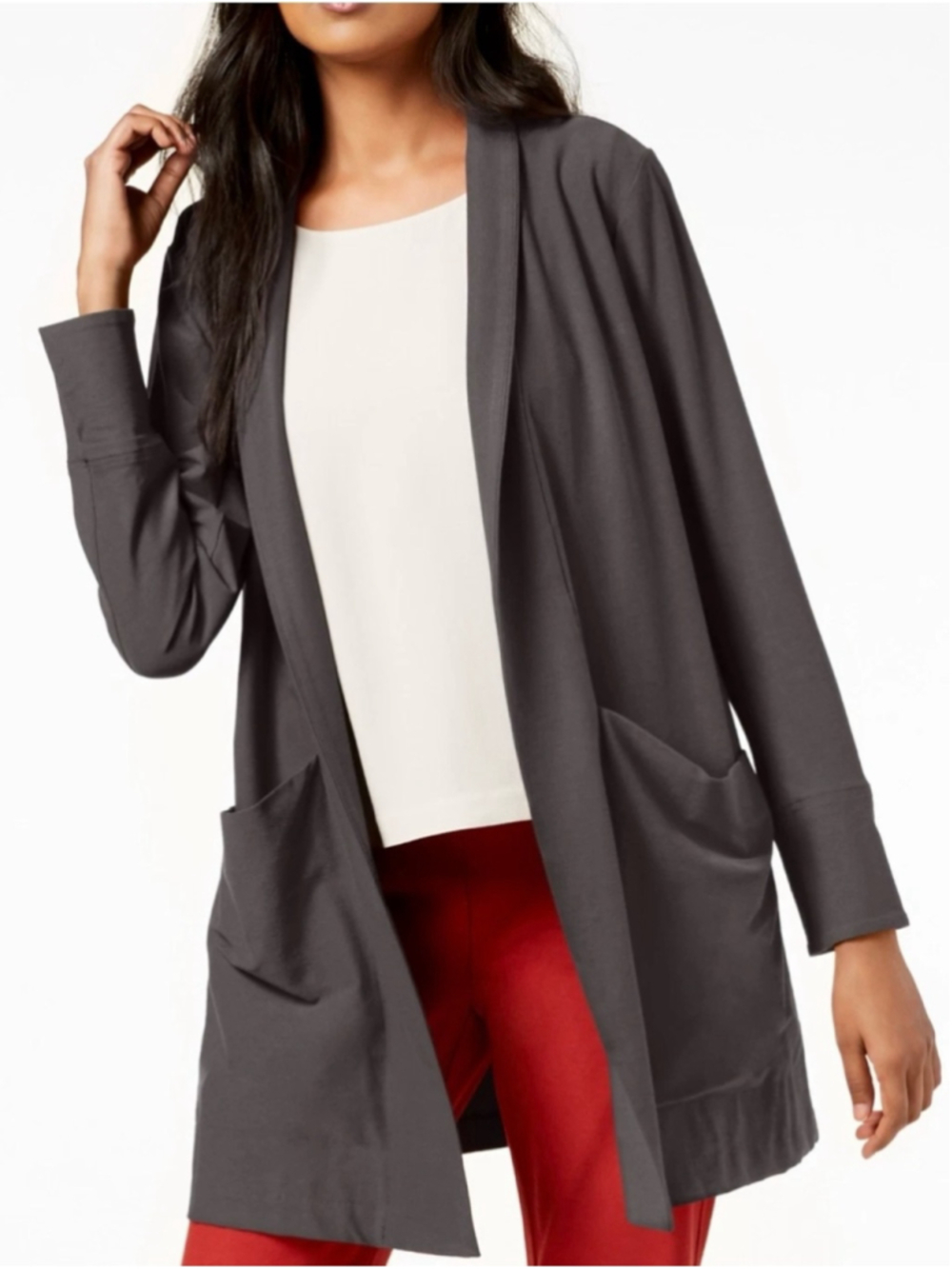 Eileen Fisher Washable Stretch Crepe Kimono Jacket Size 3X Taupe